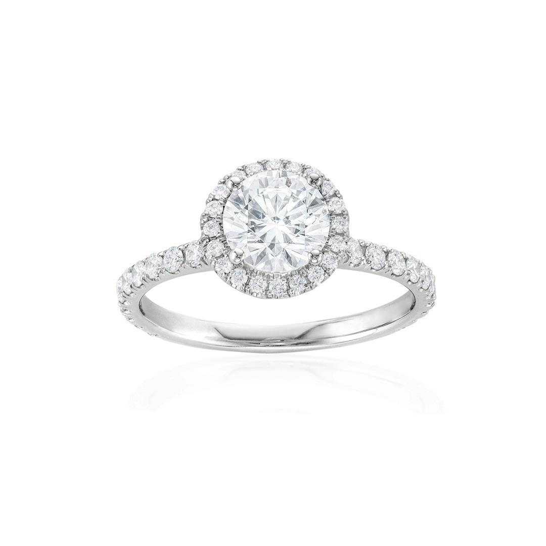 Michael M. Semi-Mount Diamond Engagement Ring with Pave Diamond Accented Shank