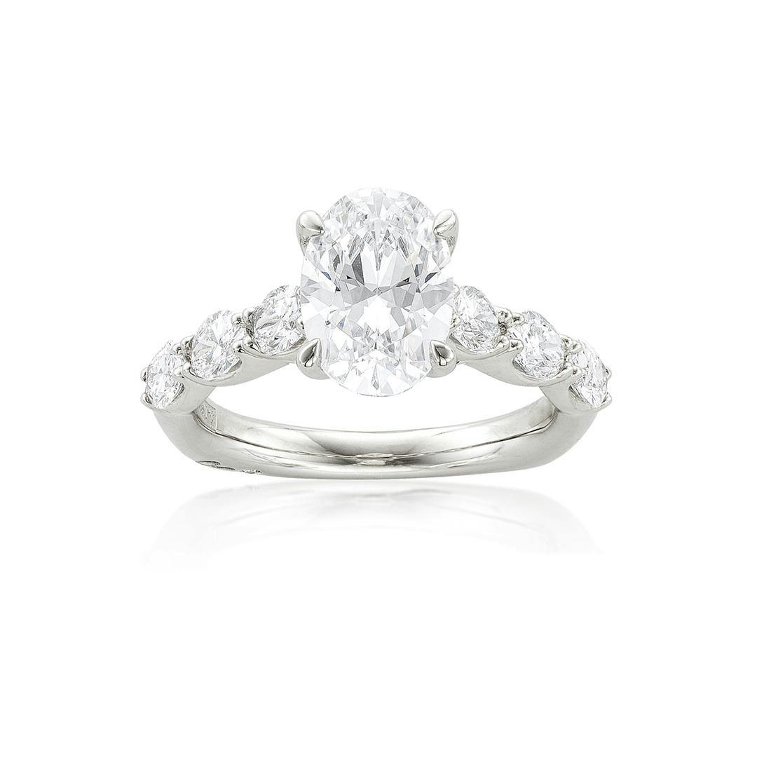 A. Jaffe Oval Cut Diamond Semi-Mount Engagement Ring with Signature Shank
