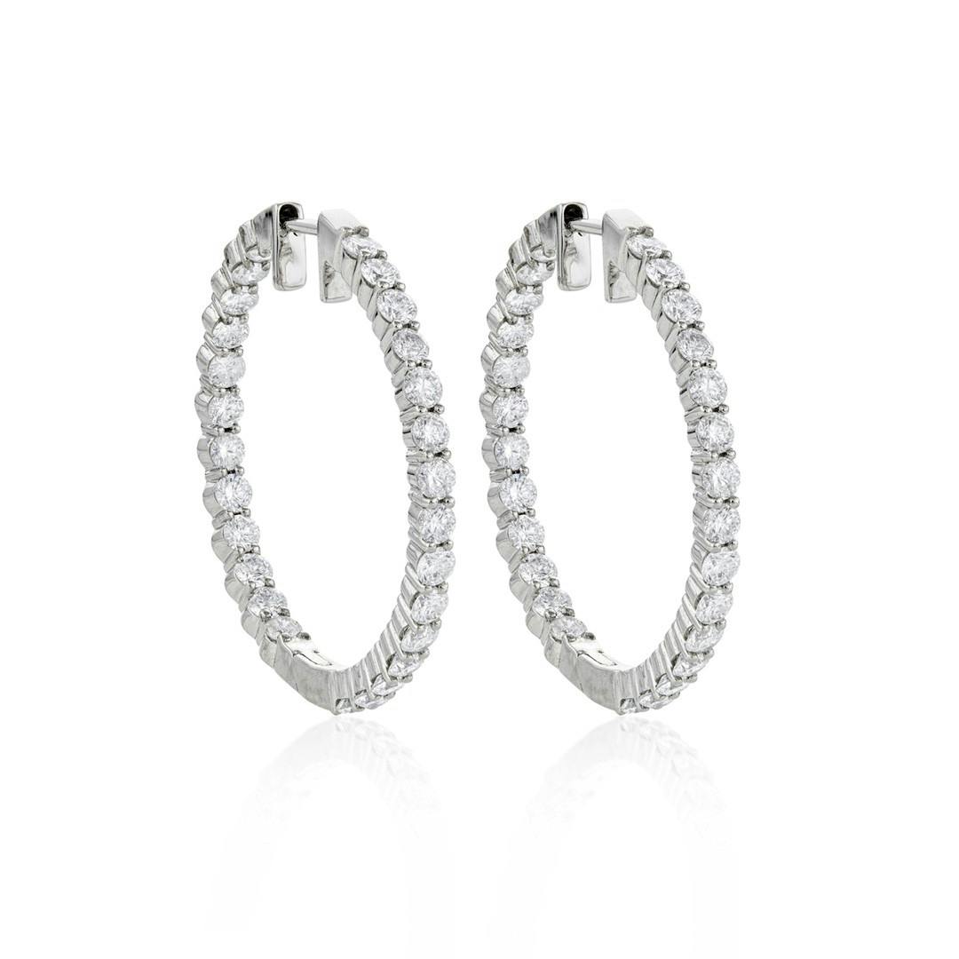 Round Diamond in and Out Hoop Earrings Collection