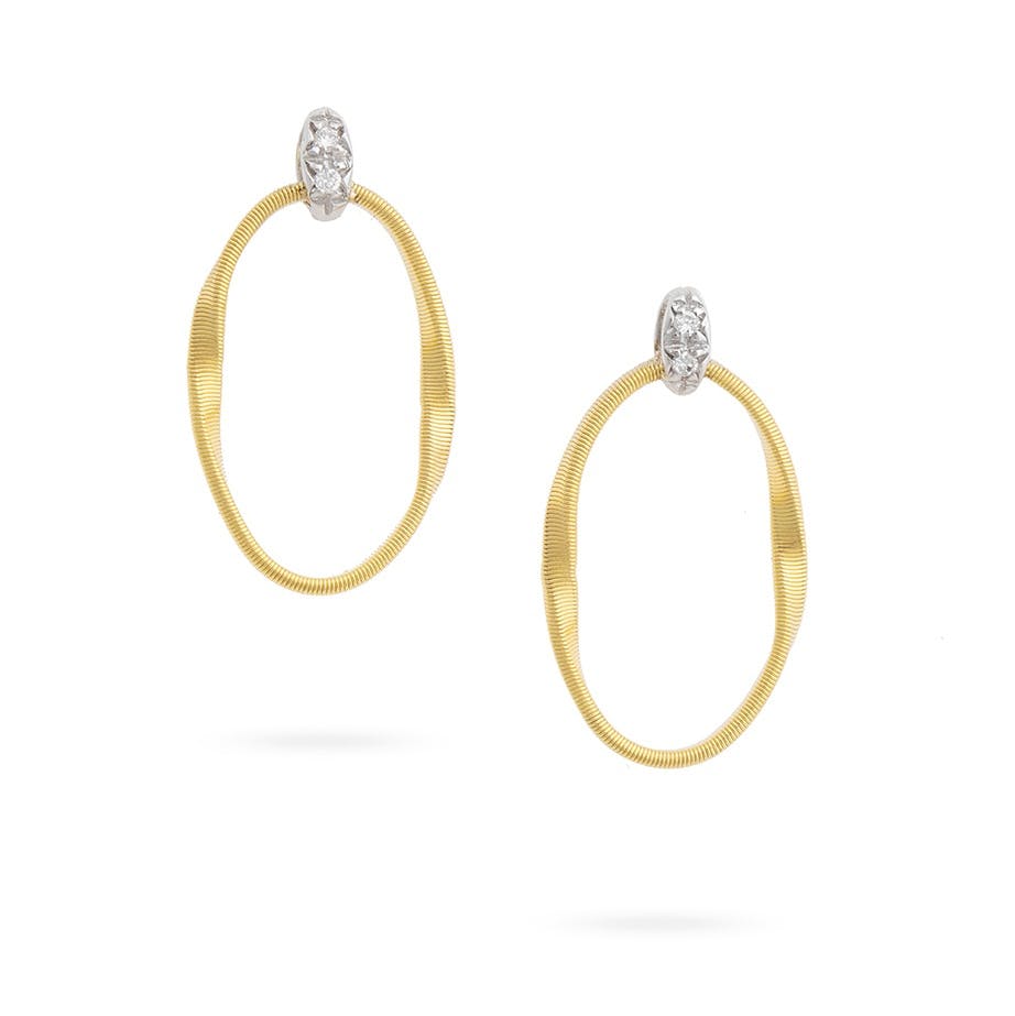 Marco Bicego Marrakech Onde Yellow Gold & Diamond Twist Coil Stud Earrings 0