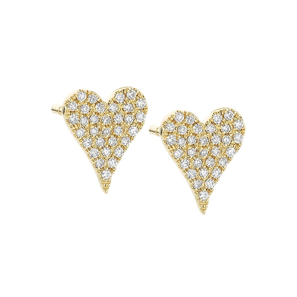Yellow Gold 0.14 CTW Diamond Heart Post Earrings 0