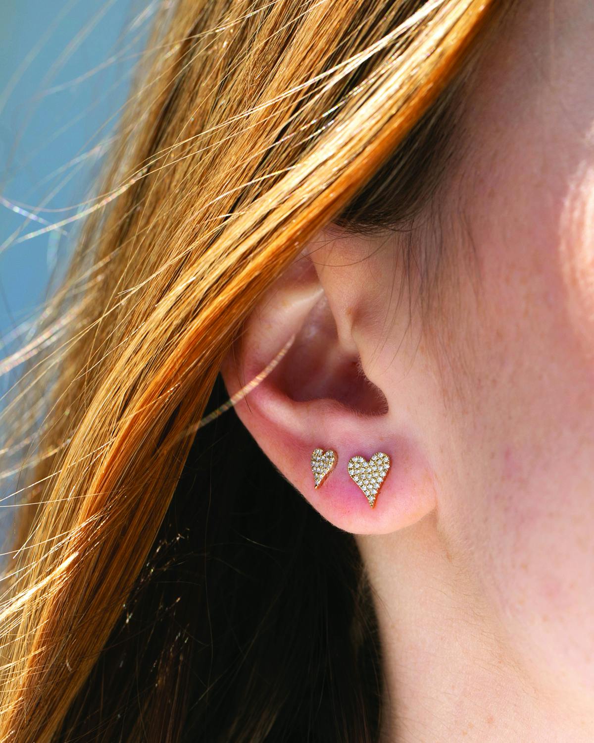 Yellow Gold 0.10 CTW Diamond Heart Post Earrings 1