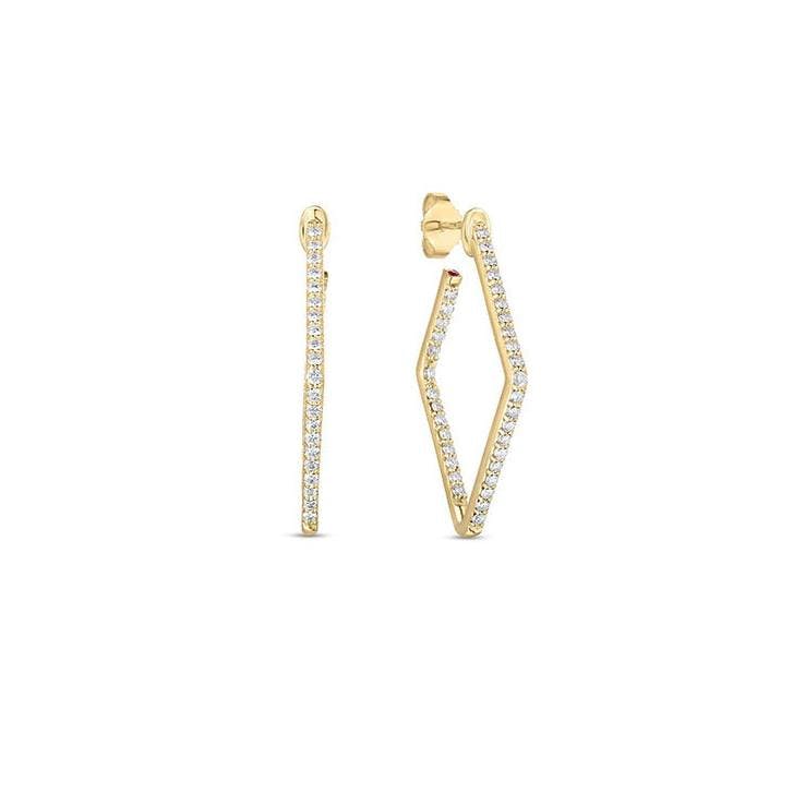 Roberto Coin Classic Diamond Small Square Hoop Earrings 0