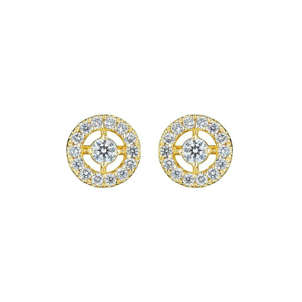 Penny Preville Yellow Gold Round Diamond Halo Stud Earrings