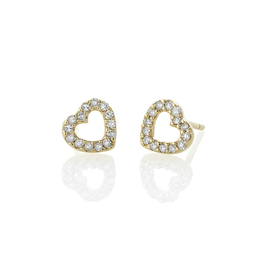 Petite Open Heart Post Earrings with Diamonds