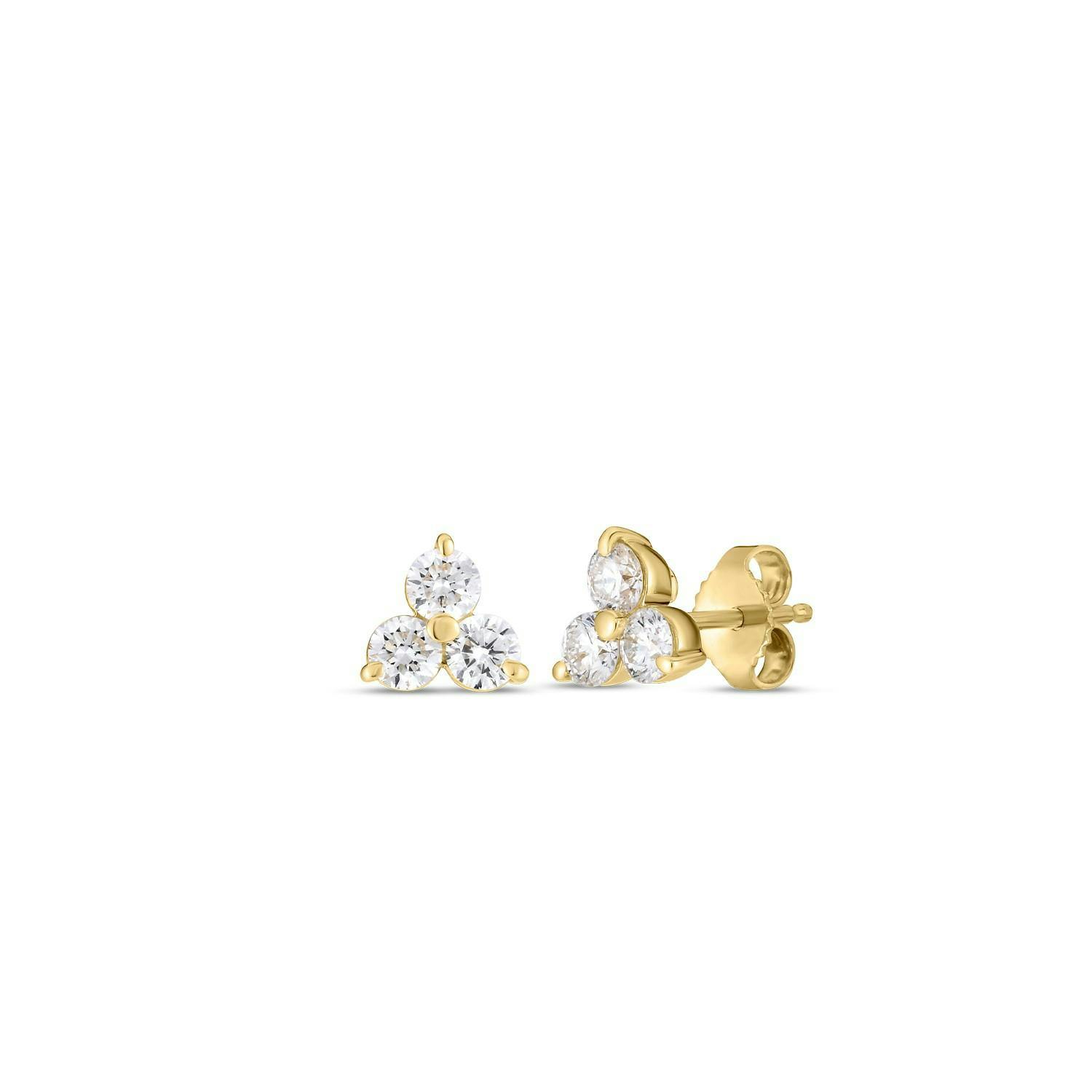 Roberto Coin Classic Diamond Medium Three Stone Cluster Stud Earrings 0