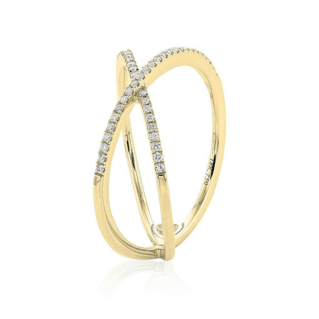Yellow Gold & Diamond "X" Fashion Ring 1