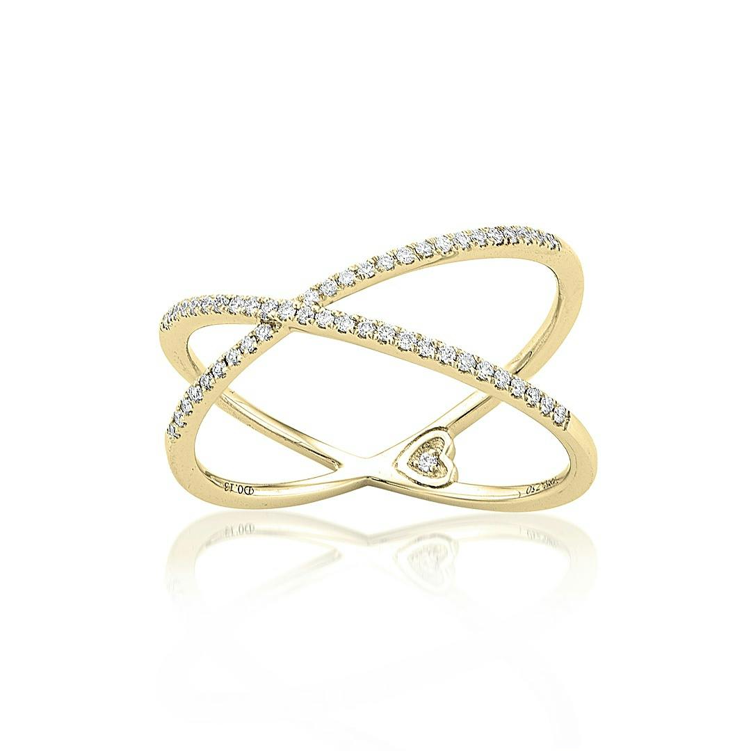 Yellow Gold & Diamond "X" Fashion Ring 0