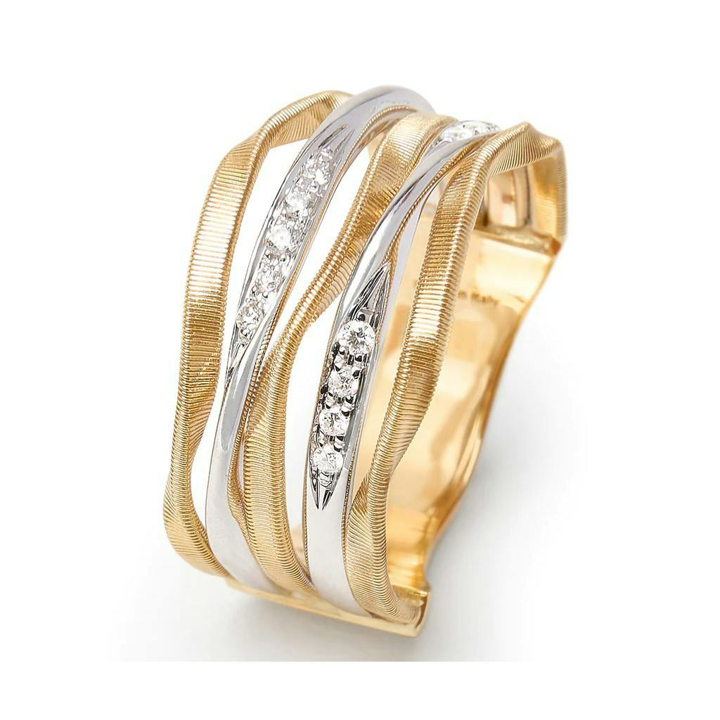 Marco Bicego Marrakech Onde Collection 18K Yellow Gold and Diamond Small Multi Strand Ring 1