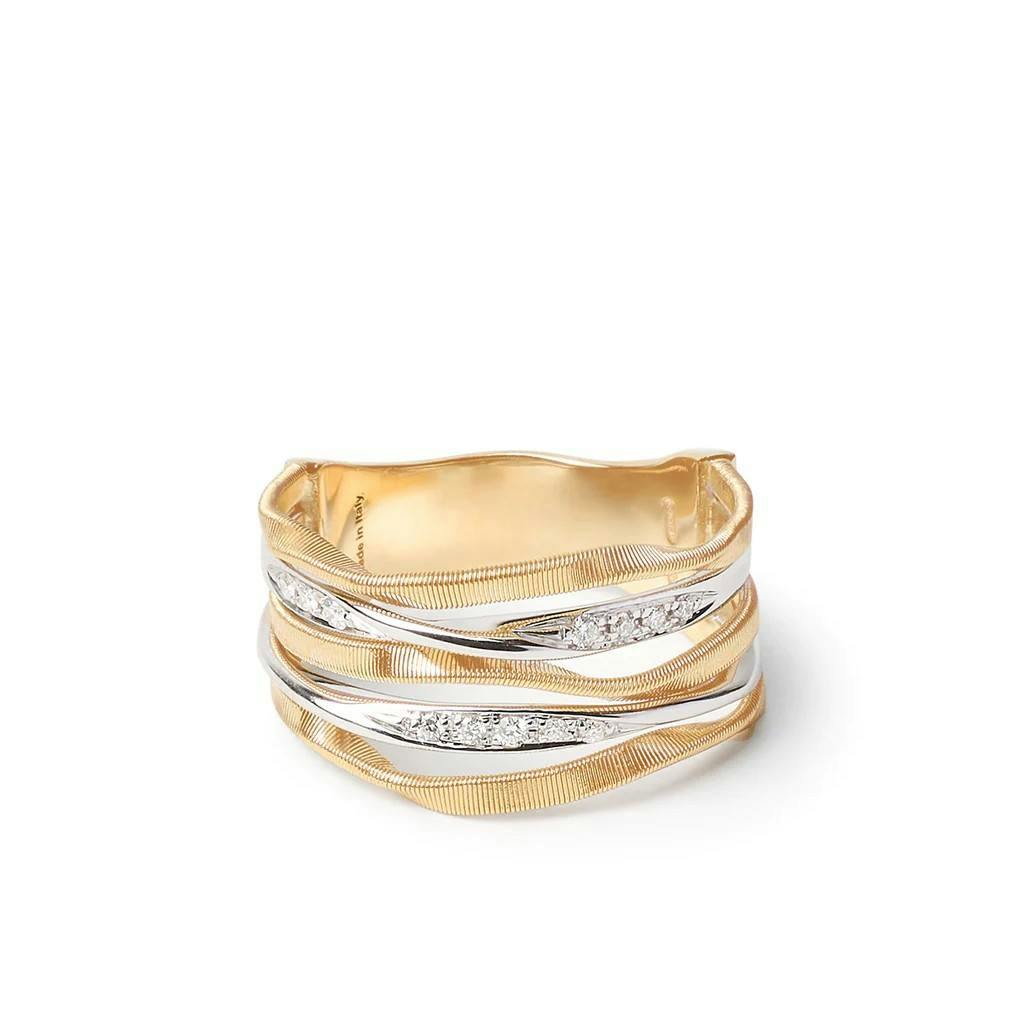 Marco Bicego Marrakech Onde Collection 18K Yellow Gold and Diamond Small Multi Strand Ring 2
