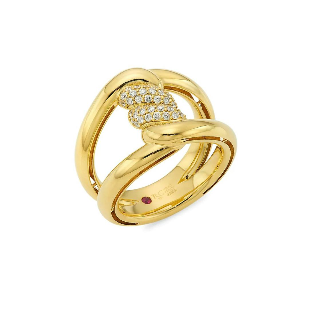 Roberto Coin Cialoma Diamond Twist Yellow Gold Ring 0