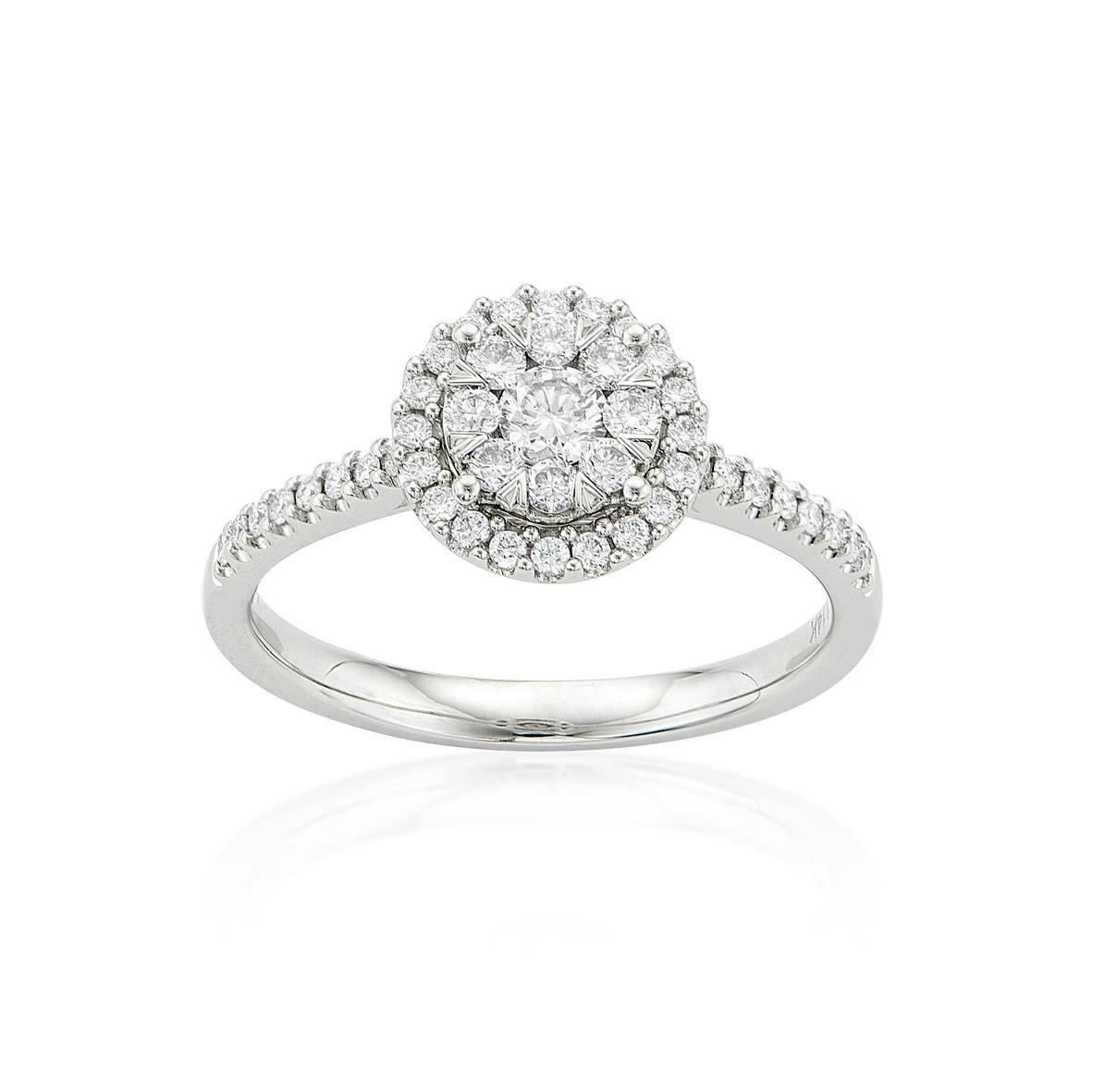 Half Carat Cluster Diamond White Gold Engagement Ring