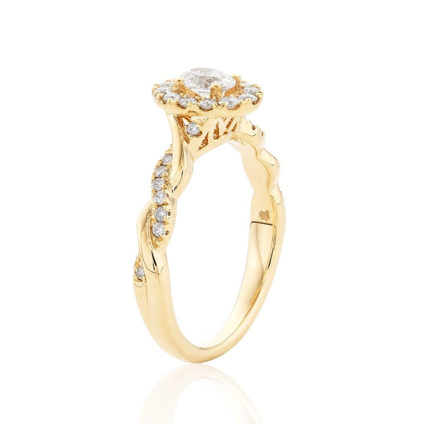 Yellow Gold Oval Diamond Twisted Band Engagement Ring 1
