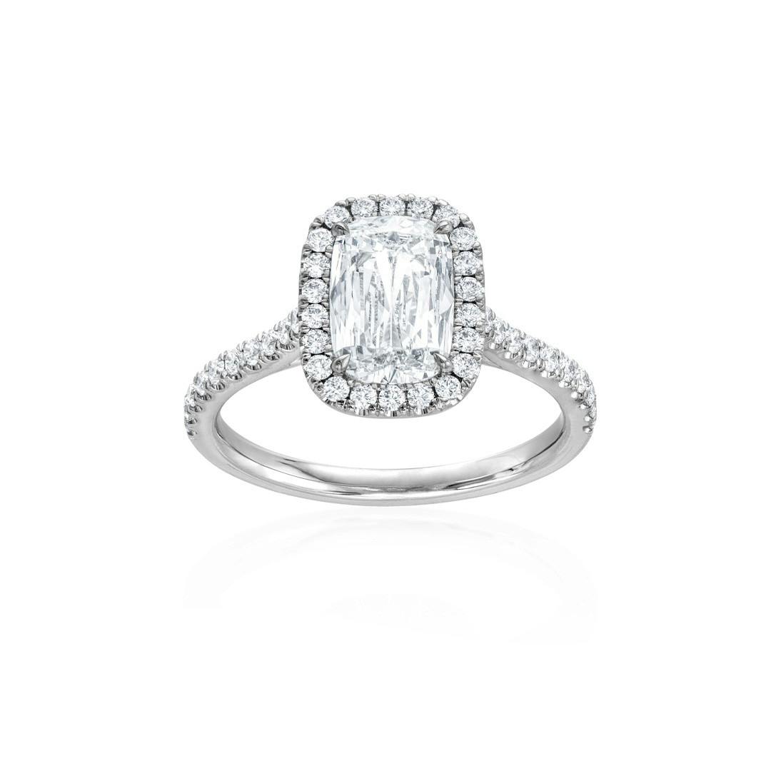 1.23 CT Cushion Shaped Diamond Engagement Ring with Halo 0