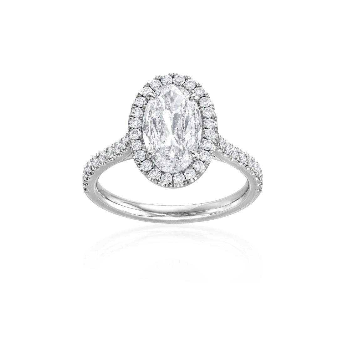 1.51 CT Oval Shaped Diamond Engagement Ring with Halo 0