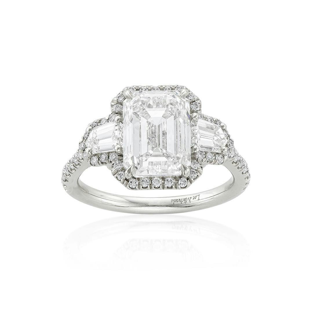 4.01 Carat Emerald Cut Diamond Engagement Ring
