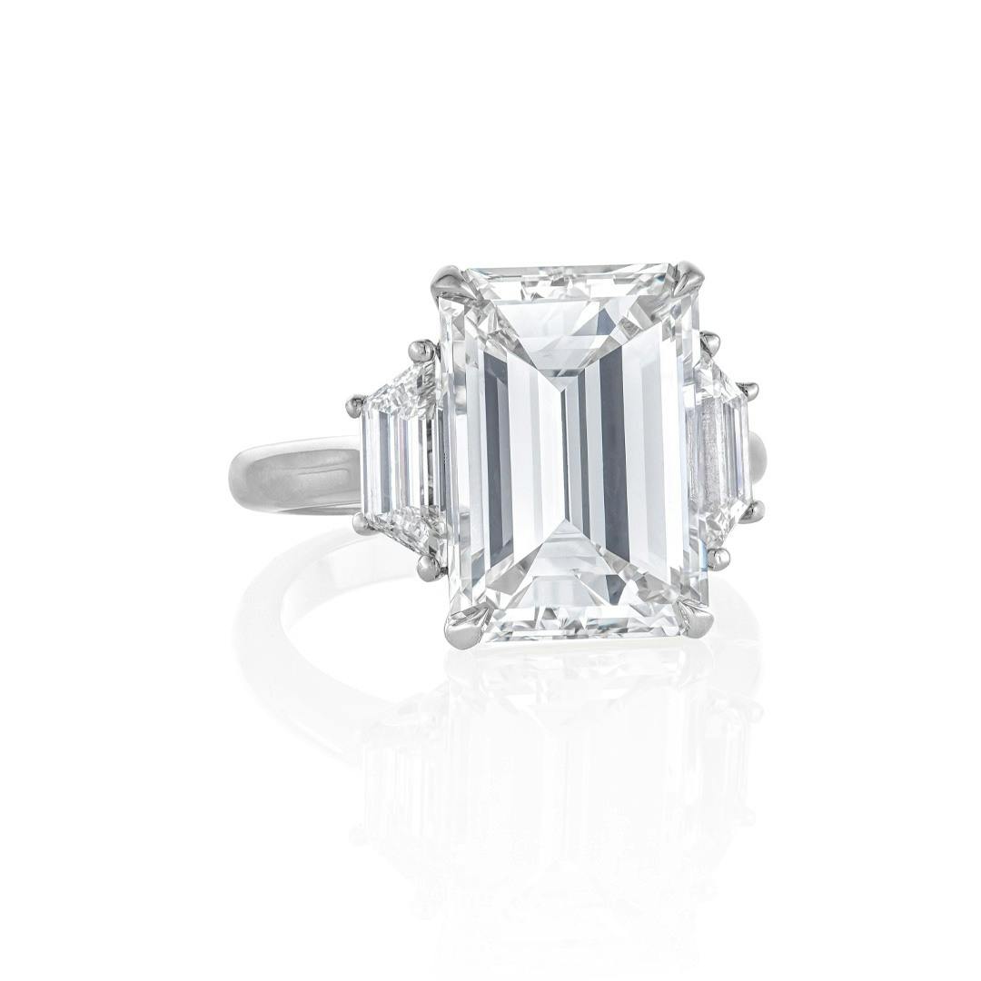 7.03 CT Emerald Cut Three-Stone Diamond Engagement Ring 1