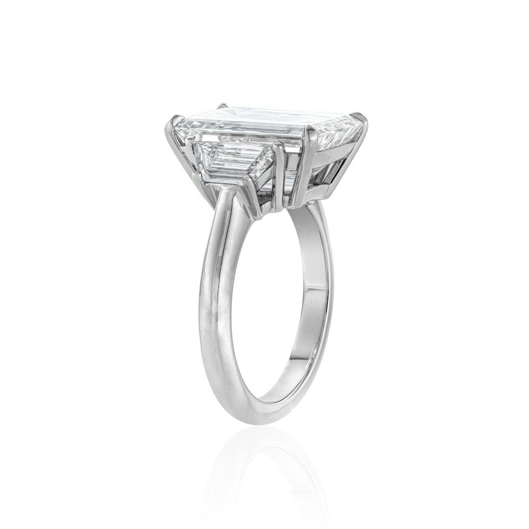 7.03 CT Emerald Cut Three-Stone Diamond Engagement Ring 2
