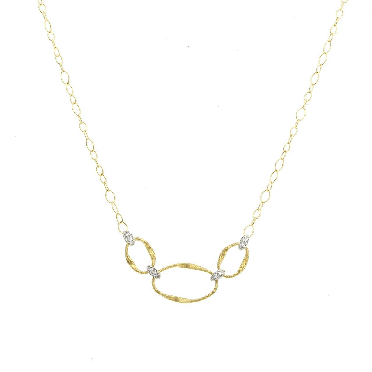 Marco Bicego Marrakech Onde Yellow Gold & Diamond Twisted Oval Link Necklace