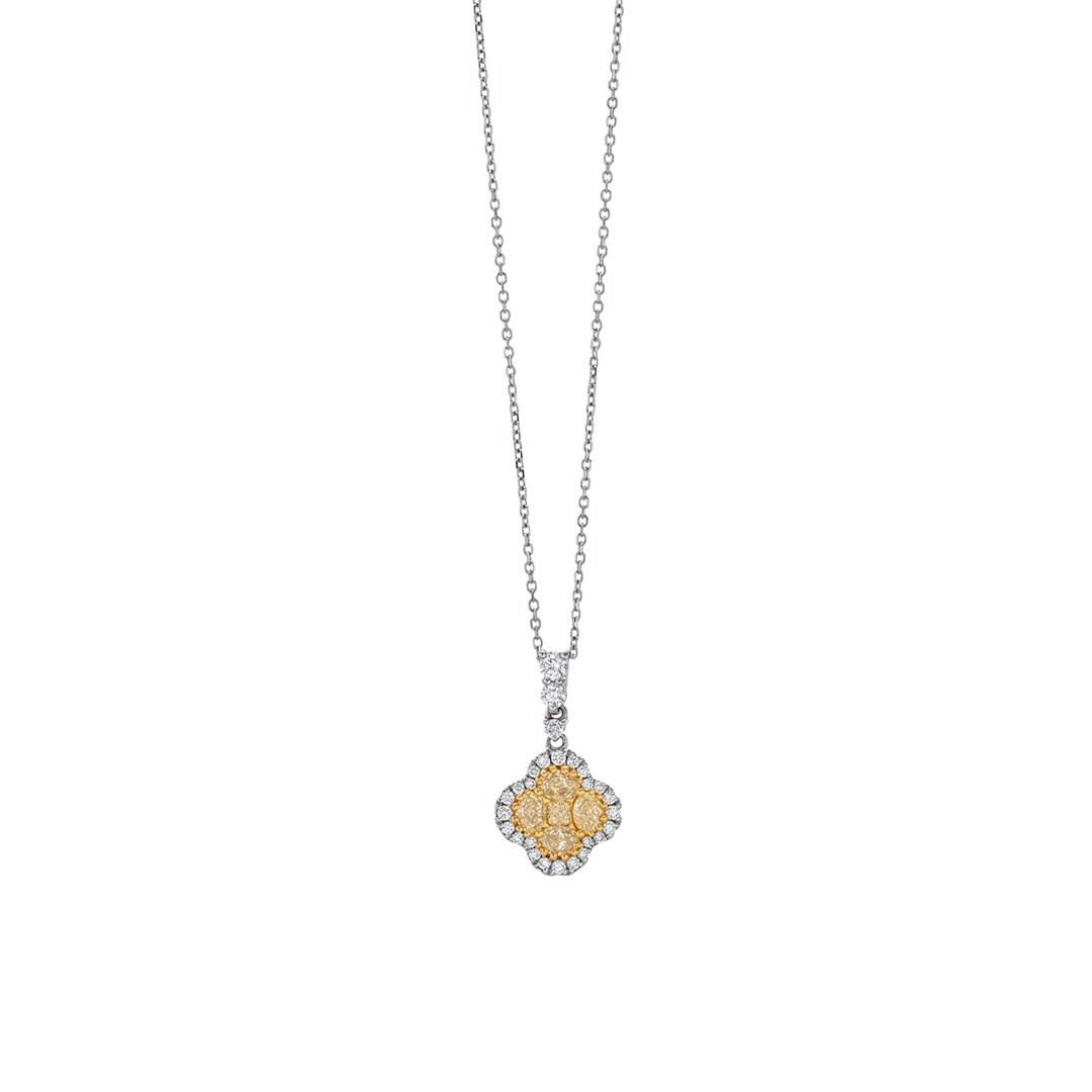 .95 CTW Fancy Yellow Diamond and White Diamond Pendant Necklace