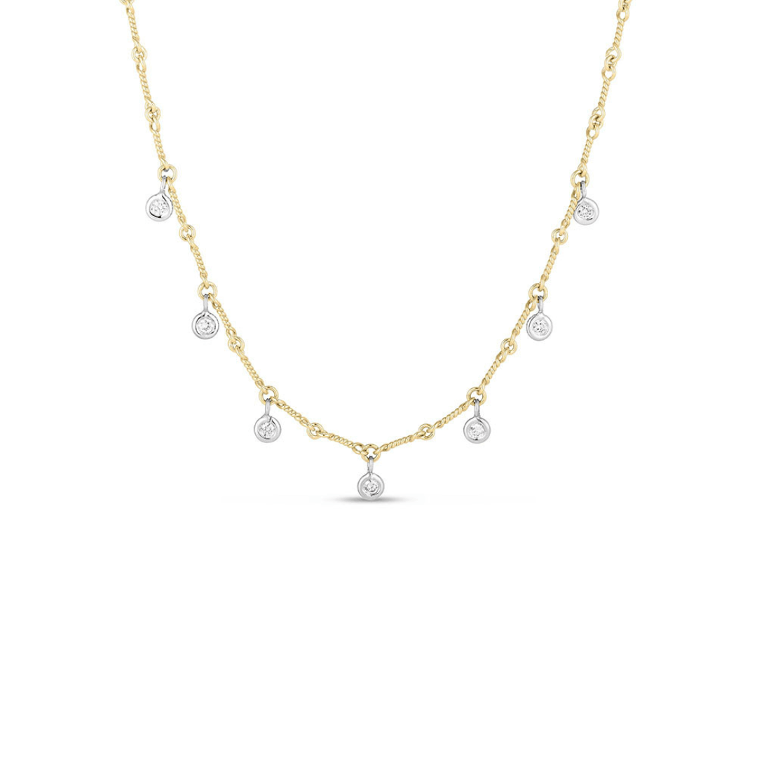 Roberto Coin 18K Dogbone Chain Necklace with Dangling Diamonds