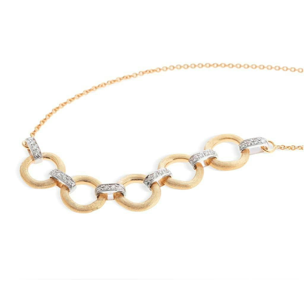 Marco Bicego Jaipur Link Collection 18K Yellow & White Gold Five Link Diamond Half Collar Necklace 1