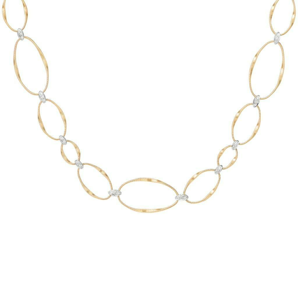 Marco Bicego Marrakech Onde Collection 18K Yellow Gold and Diamond Flat Link Collar Necklace 3
