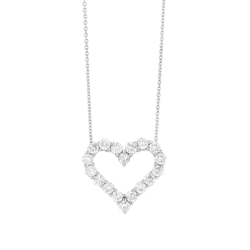 1.00 CTW Round Diamond Open Heart Necklace