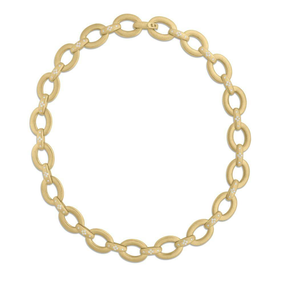Roberto Coin Duchessa Yellow Gold Oval Link Diamond Necklace 1