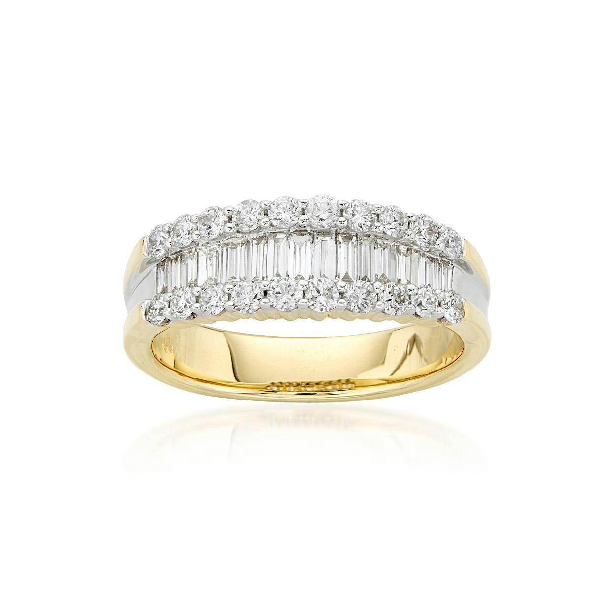1.01 CTW Baguette & Round Diamond Band in Yellow Gold