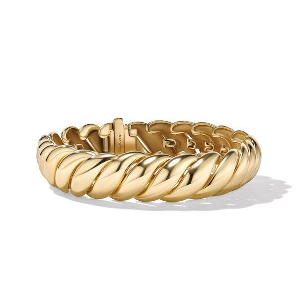 David Yurman Sculpted Cable Chunky Link Bracelet in 18k Yellow Gold, size medium