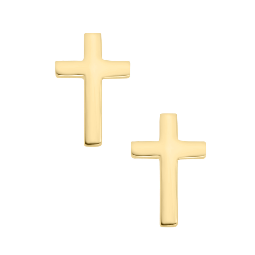 Child's 14k Yellow Gold Cross Earrings