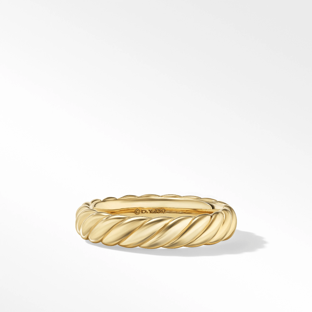 David Yurman Sculpted Cable 4.5mm Band in Yellow Gold, size 6