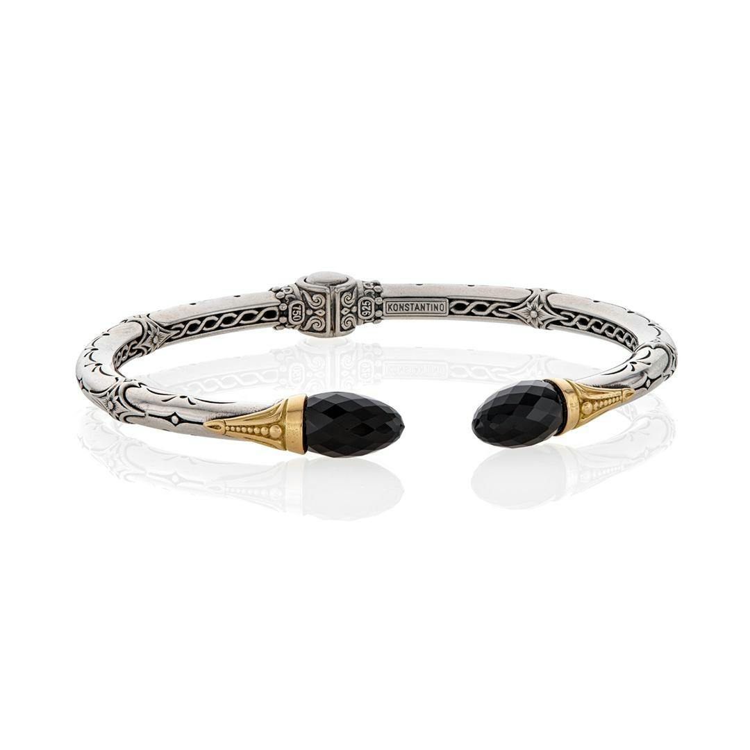 Konstantino Anthos Collection Hinged Cuff Bracelet with Black Onyx 0