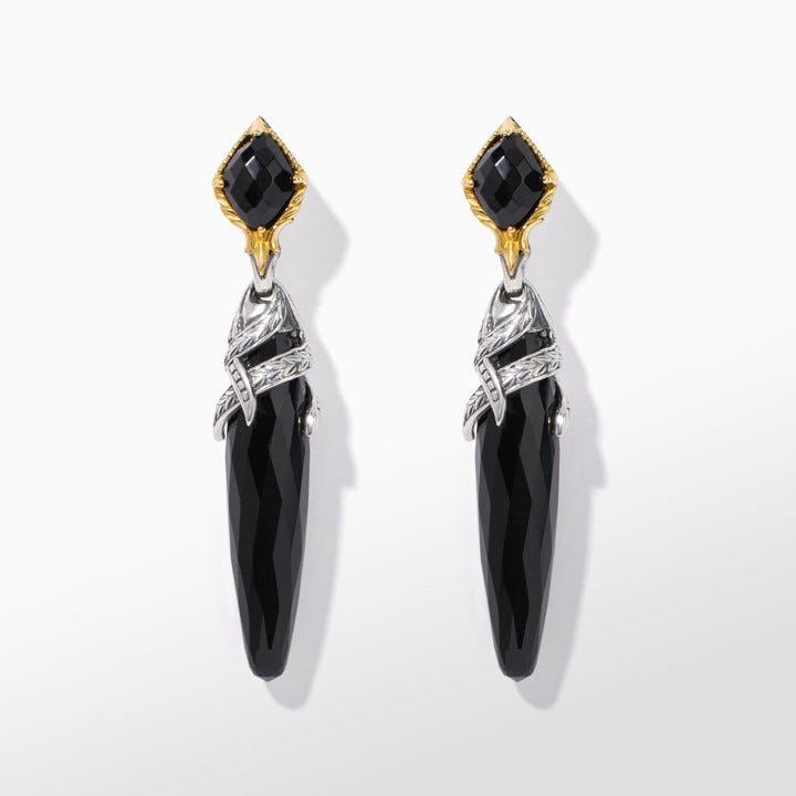 Konstantino Anthos Collection Black Onyx Drop Earrings with Silver Wrap 4