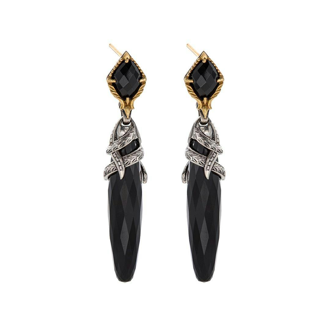Konstantino Anthos Collection Black Onyx Drop Earrings with Silver Wrap 0
