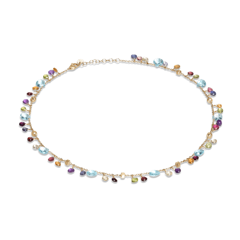Marco Bicego Paradise Collection 18K Yellow Gold Mixed Gemstone and Pearl Single Strand Necklace 0
