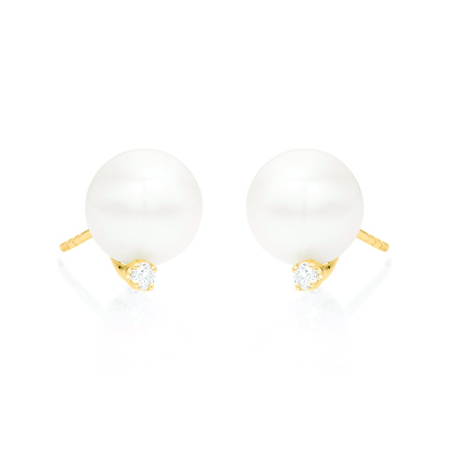 7mm Pearl & Diamond Post Earrings