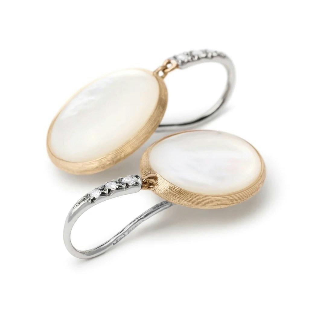 Marco Bicego Siviglia Collection 18K Yellow Gold Mother of Pearl Hook Earrings with Diamond Accent 1