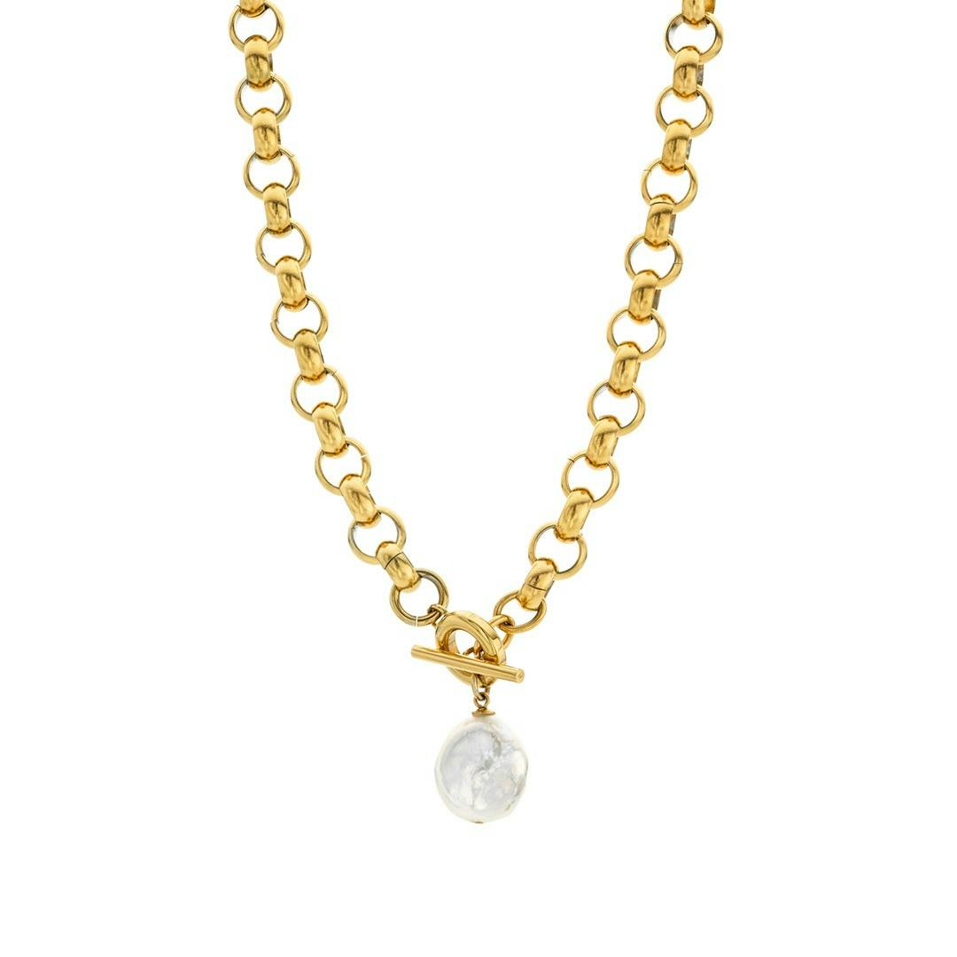 Chain Toggle Necklace with Freshwater Pearl