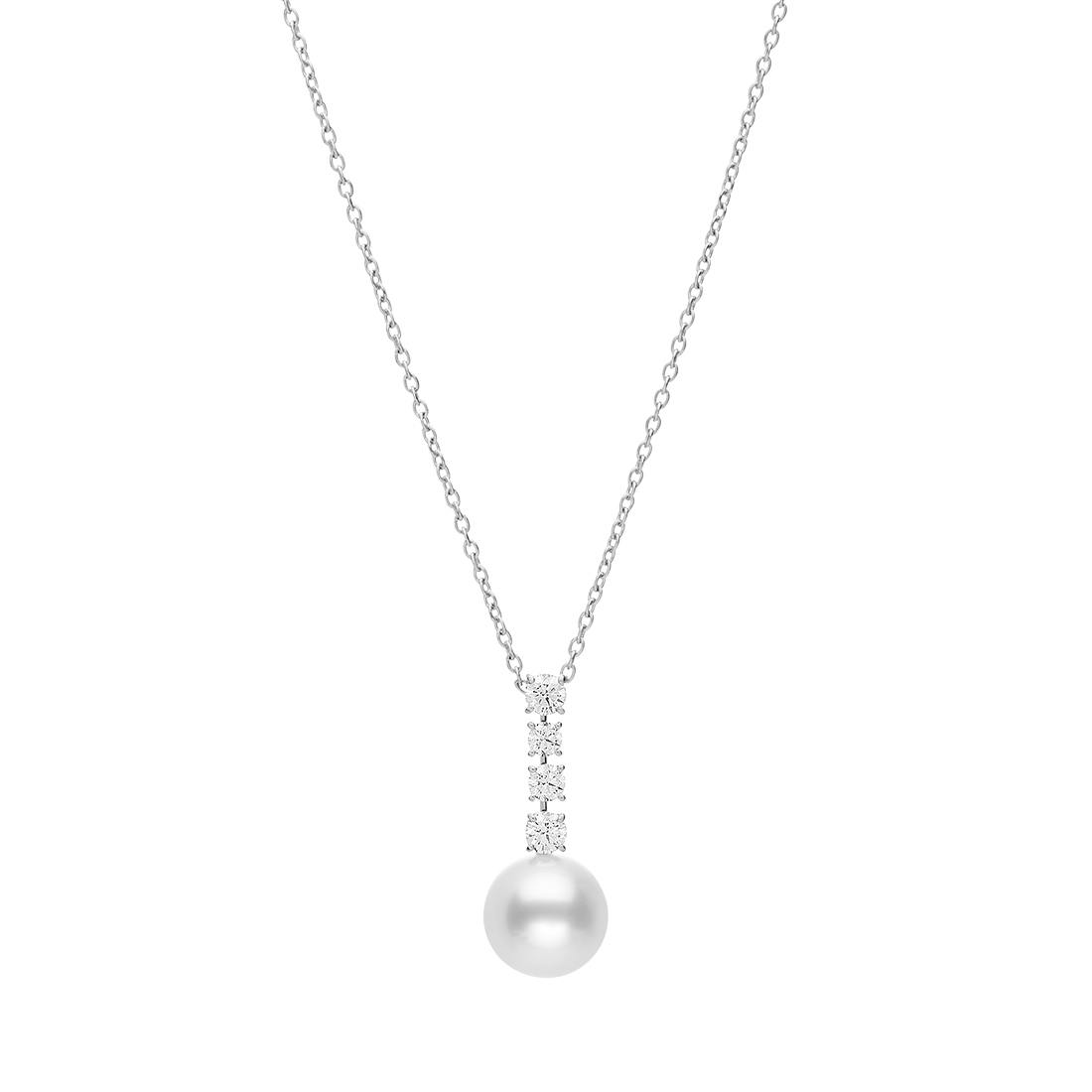 Mikimoto 12mm "A+" White South Sea Pearl and Diamond Drop Pendant Necklace