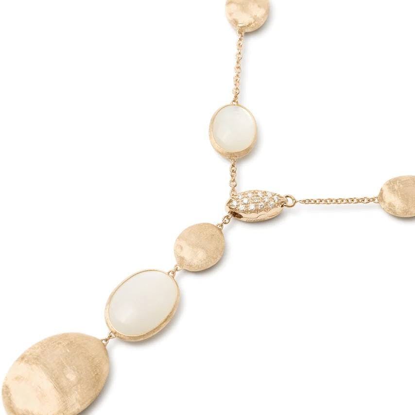 Marco Bicego Siviglia Collection 18K Yellow Gold and Mother of Pearl Lariat Necklace with Adjustable Diamond Clasp 1