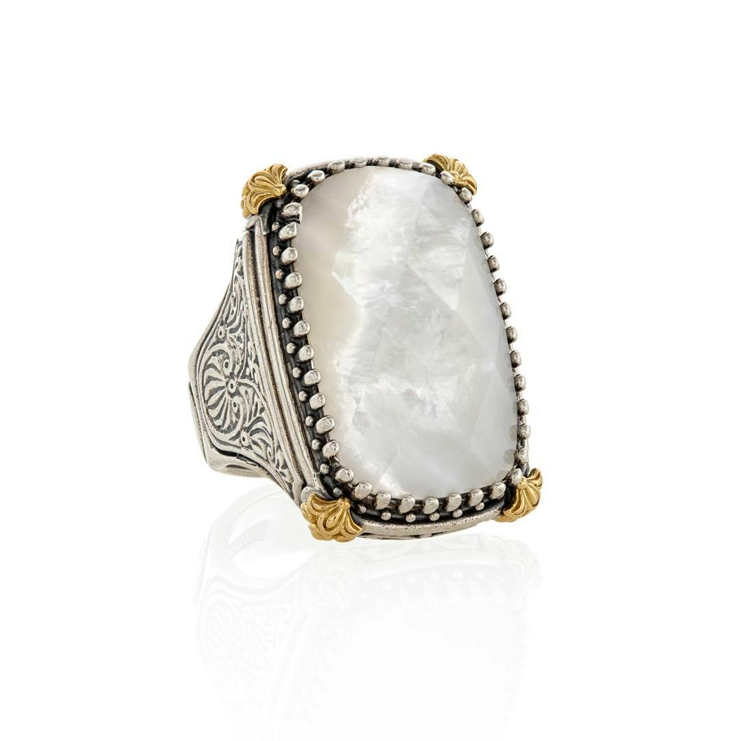 Konstantino Sterling Silver, Yellow Gold & Mother Of Pearl Ring 0