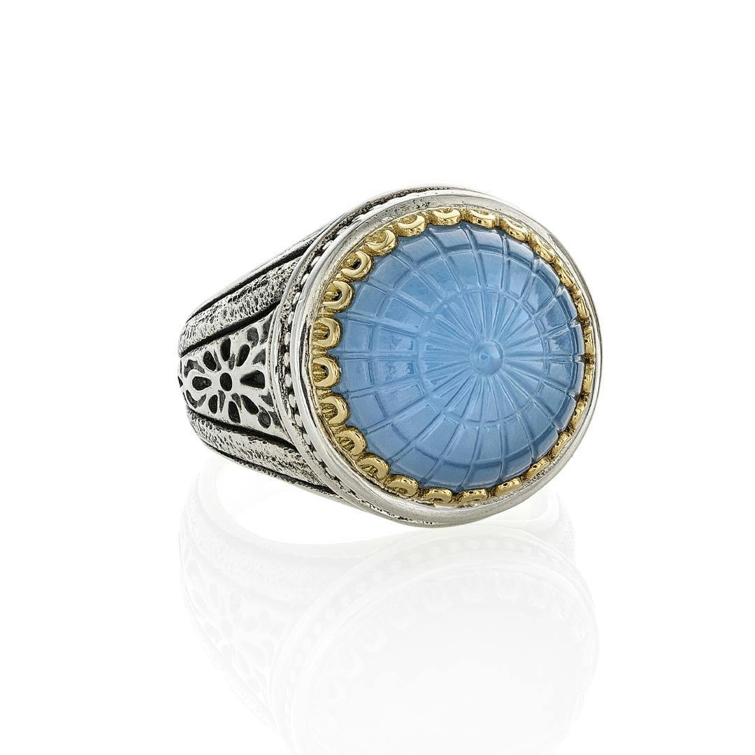 Konstantino Dome Blue Spinel Doublet Ring