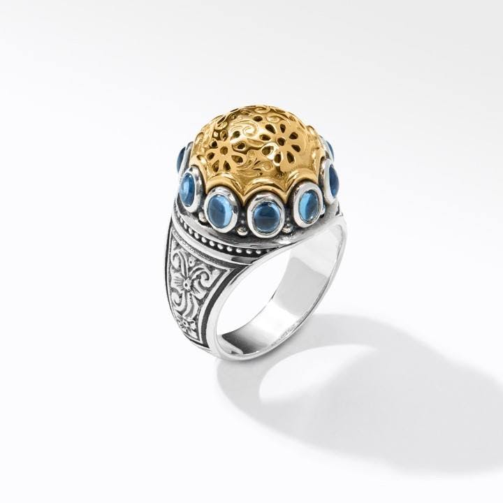 Konstantino Dome Collection Blue Spinel Carved Ring 3