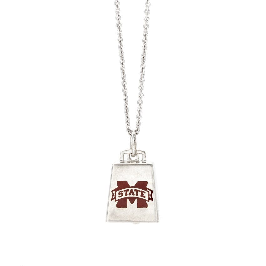 Mississippi State Cowbell Necklace in Sterling Silver 0