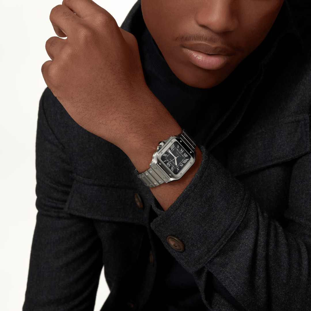 Santos de Cartier Watch in Steel with Green Dial, medium model 6