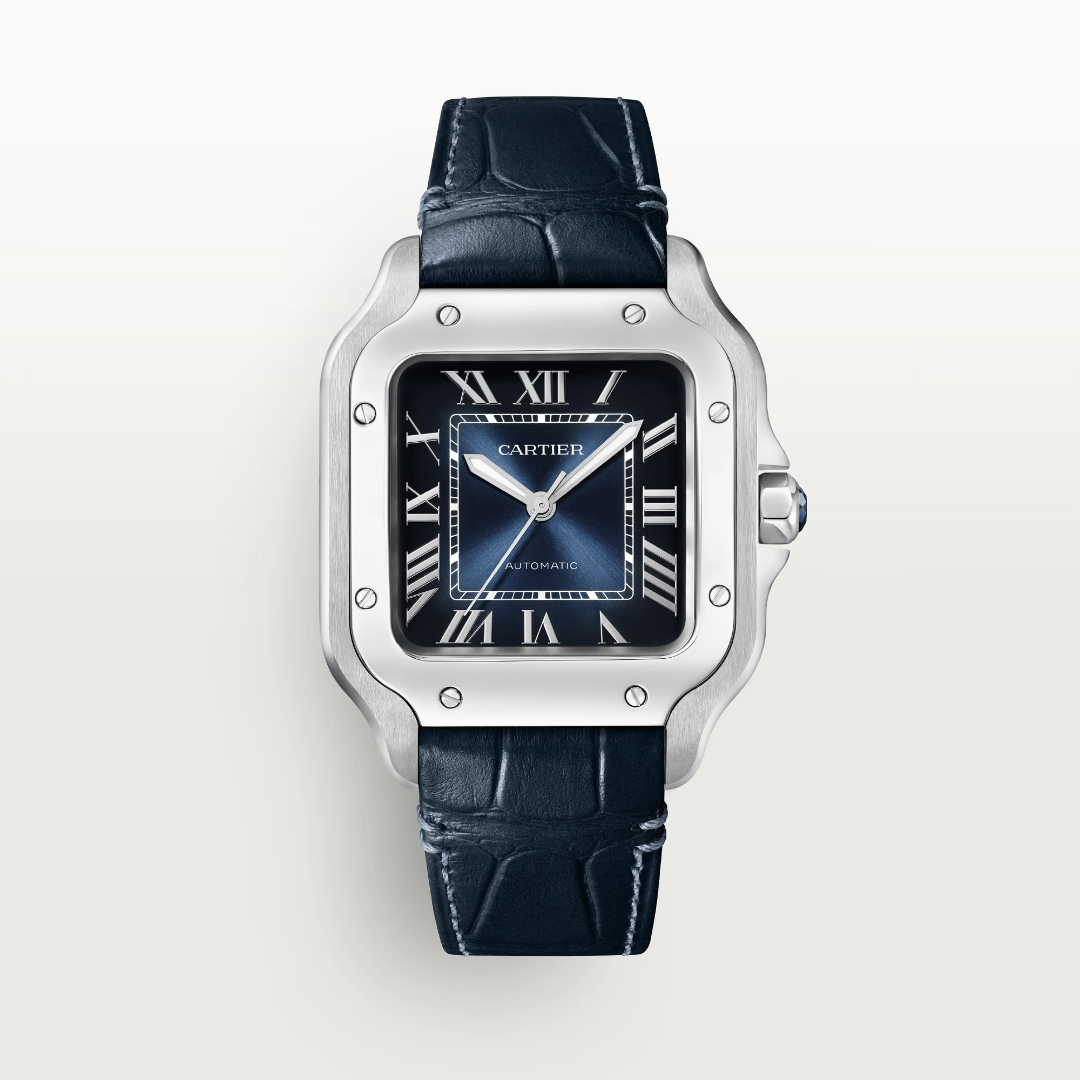 Santos de Cartier Watch in Steel with Blue Dial, medium model 2