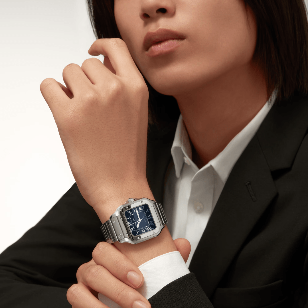 Santos de Cartier Watch in Steel with Blue Dial, medium model 3