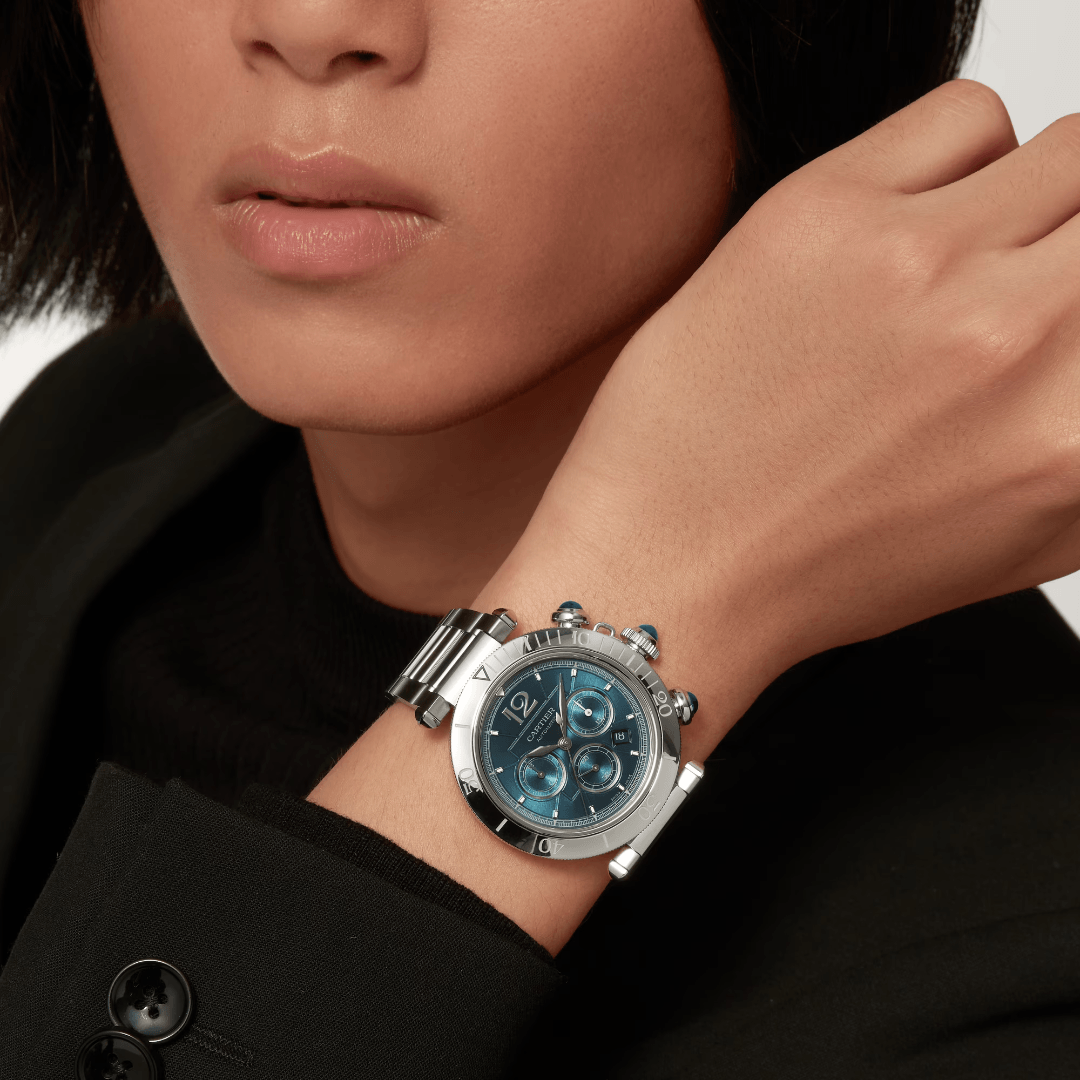 Pasha de Cartier Chronograph Watch with Blue Dial 2